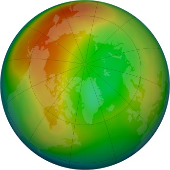 Arctic ozone map for 1986-01